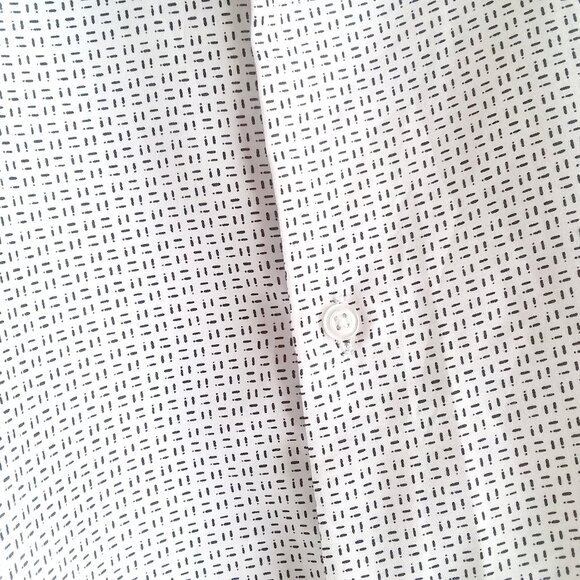 Nine West Men's Long Sleeve Dress Shirt M - Slim Fit White with Black Design NWT - Picture 6 of 16